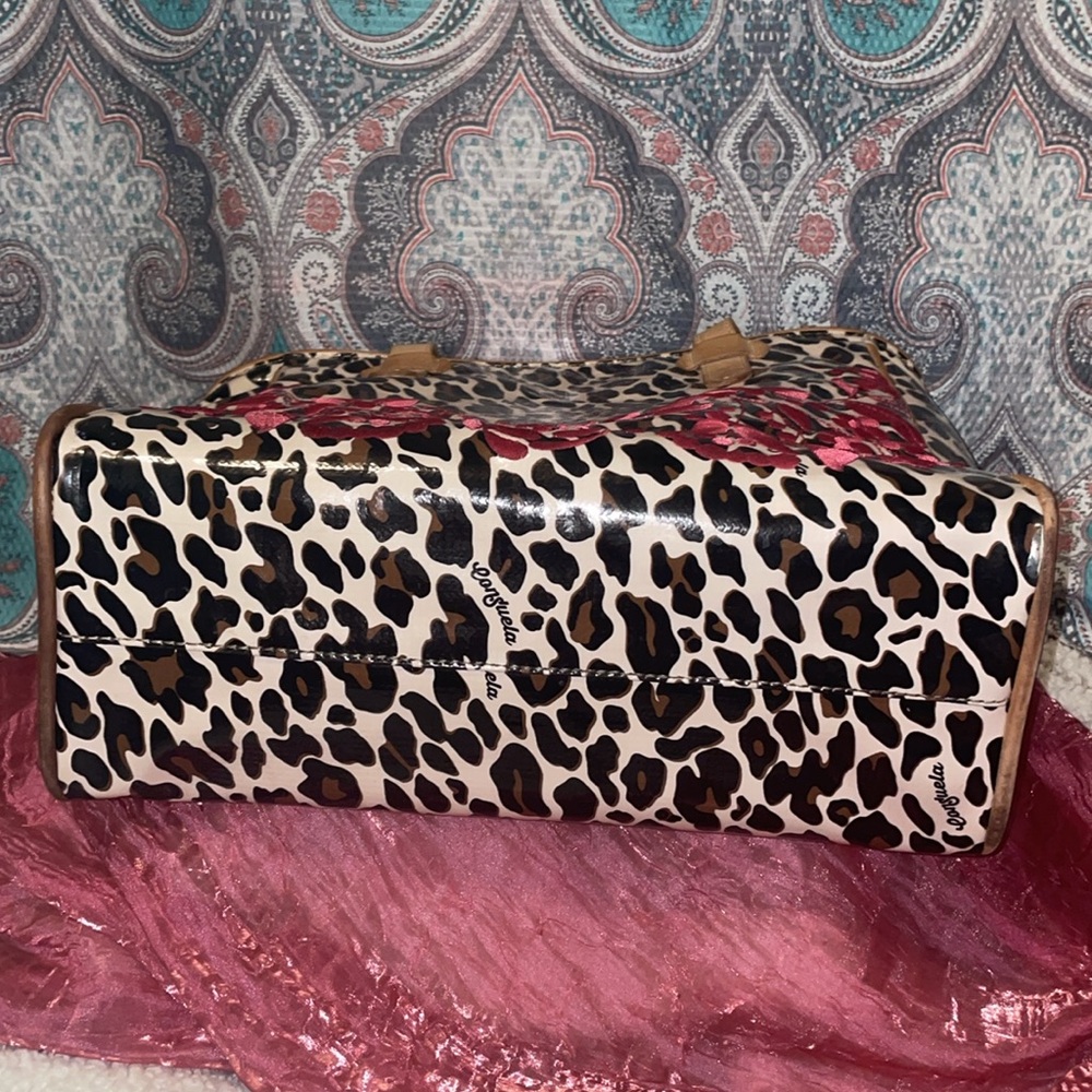 Consuela Leopard Print Tote with Red Floral Accents - Picture 4 of 9